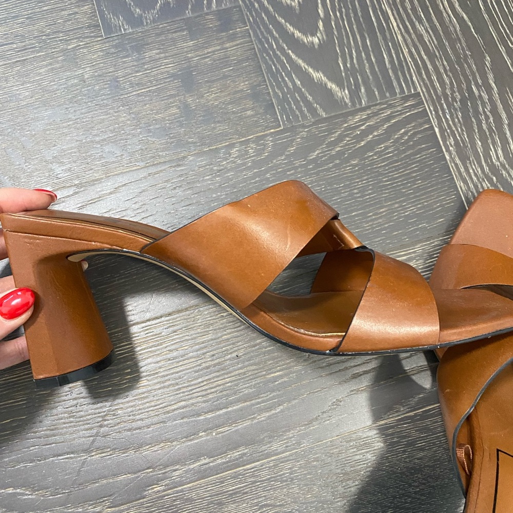 Zara Tan Heeled Sandals - Size 37/Size 6